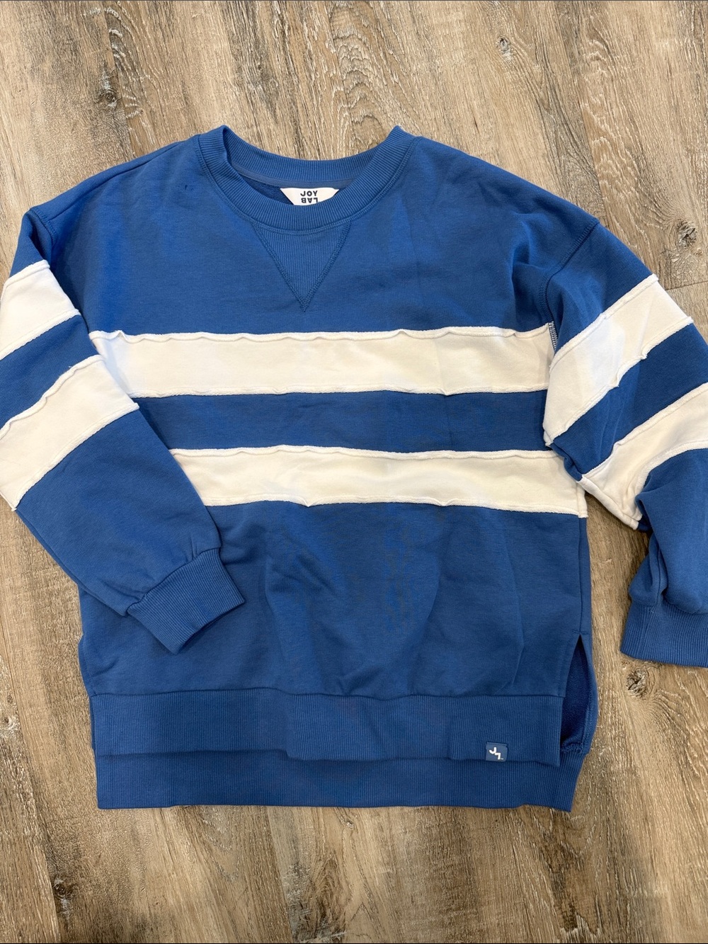 JoyLab Blue & White Striped Crewneck Sweatshirt sz xs